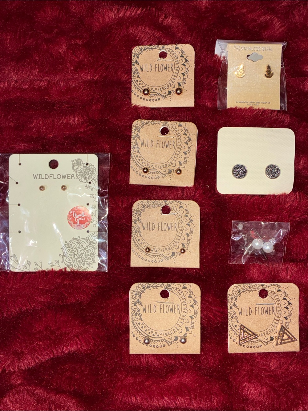 Wild Flower Boho Western Nautical Stud Earrings Lot of 9